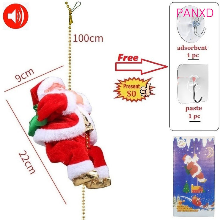 2022 Christmas Decorations Santa Claus Automatic Climbing On Rope Xmas Gift Wall Window Hanging