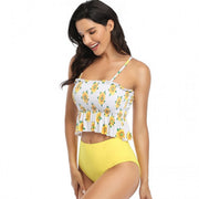 Conjunto de bikini de cintura alta con estampado floral PANXD