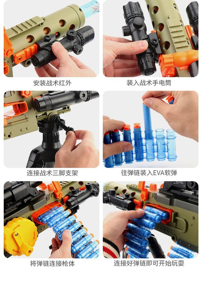 Toy Gun for Kids M249 Electric Blaster Burst Darts Soft Hole Head Kids Game Children Birthday Gift