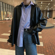 PANXD Turn-down Collar Women PU leather Jacket
