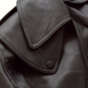 PANXD Women Faux Leather Turndown Collar PU Motorcycle Jackets
