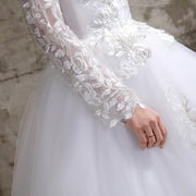 PANXD Lace O-neck  princess  wedding dress