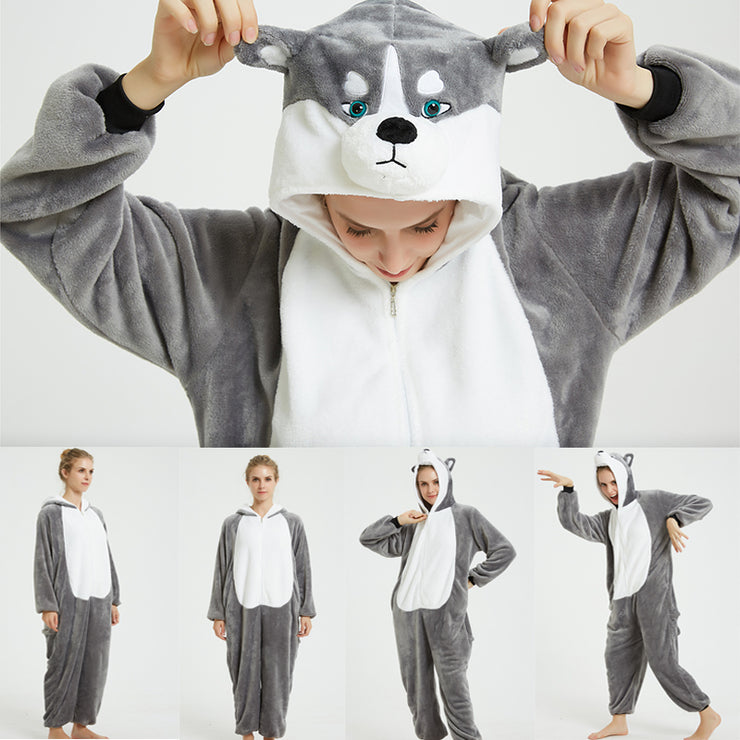 PANXD Unisex Costumes Animal  Pajamas Adults Winter Warm Sleepwear Anime Cartoon Jumpsuit