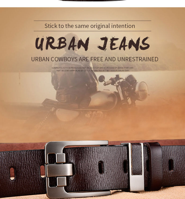 PANXD Vintage Jeans Leather Men Belt