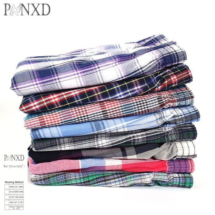 PANXD 5 pcs/lot  Casual  Plaid Loose Comfortable Cotton Mens Underwear Boxers