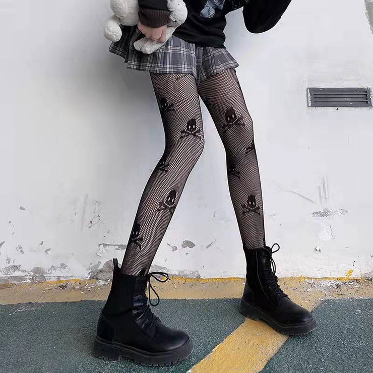 PANXD Women Fashion Punk Style Hole Fishnet Stockings Hollow Out Hosiery