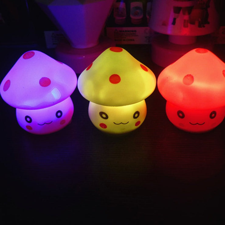 1PC 7 Colors Light Cute Changing LED Mushroom Lamp Party Lights Mini Soft Baby Child Sleeping Night Lights