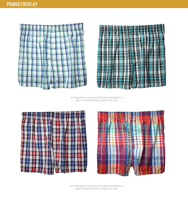 PANXD 5 pcs/lot  Casual  Plaid Loose Comfortable Cotton Mens Underwear Boxers