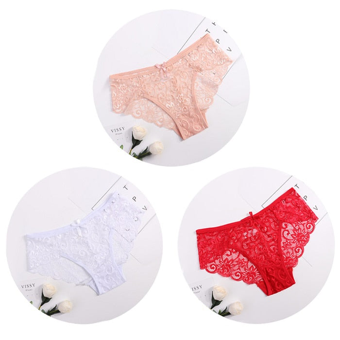 PANXD 3pcs/Pack Women Lace Panties Underwear