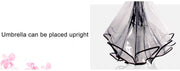 PANXD Paraguas Invertido Transparente Doble Capa Flores de Cerezo Paraguas Invertido Lluvia Mujeres C-Hook Parasol Plegable A Prueba de Viento