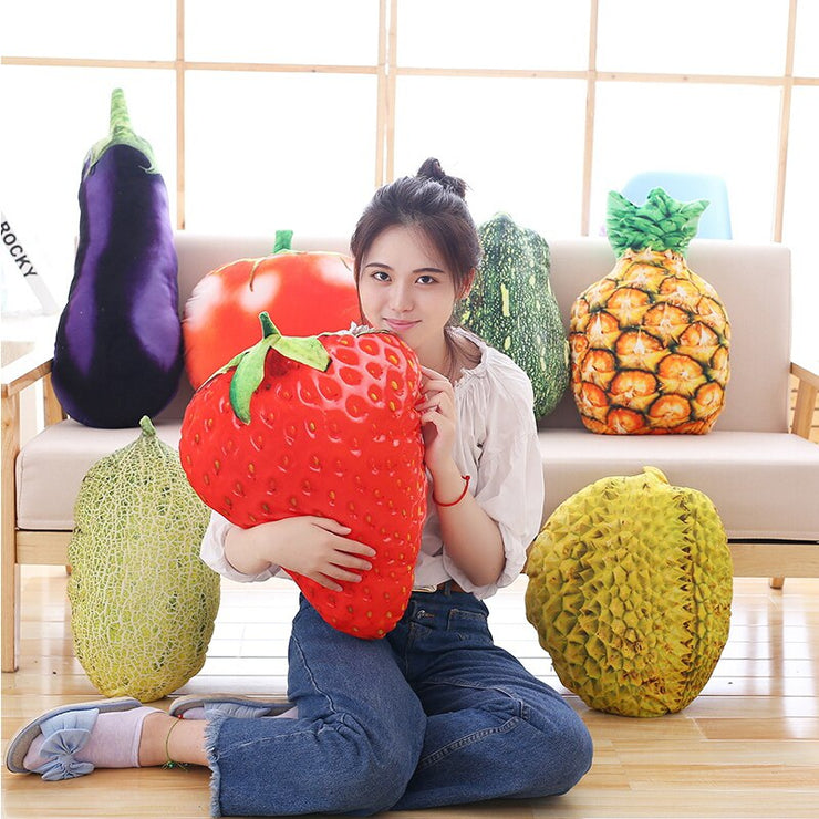 Fruits Plush Toy Strawberry Pineapple Durian Hami Melon Eggplant Carrot Toy Pillow