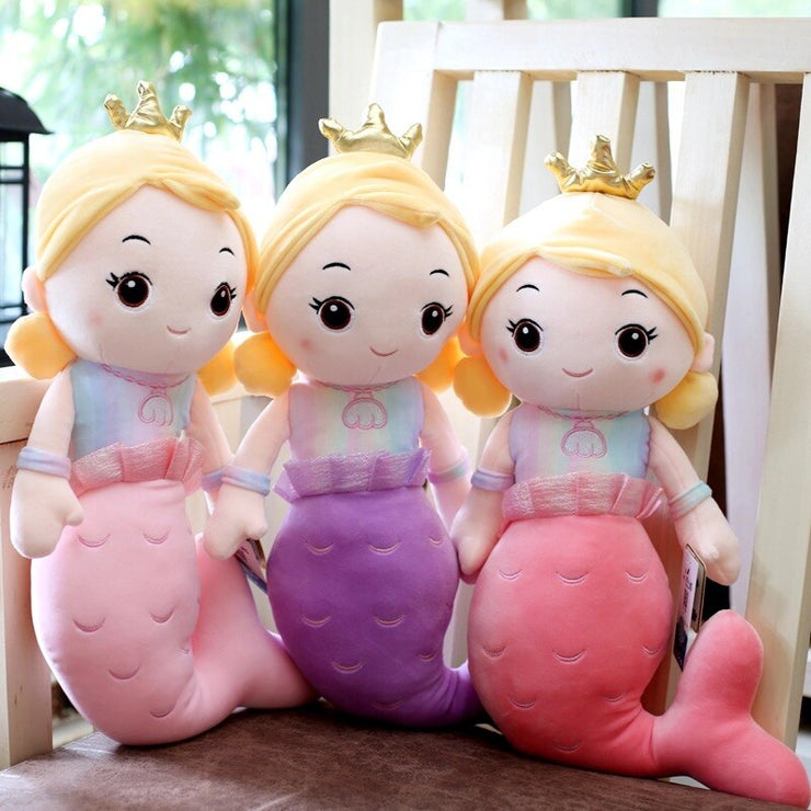 Mermaid Plush Toy Kids Girl Cartoon Stuffed Fairy Tale Doll Crown Mermaid Sea Fish Doll
