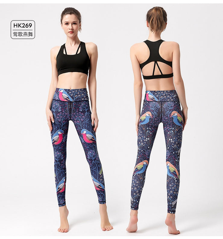 PANXD feminina impressa leggings para ioga de cintura alta calça esportiva feminina meia-calça de ginástica roupas de ginástica roupas esportivas calça elástica de corrida