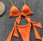 Solid Push Up Brazilian Bikini Set