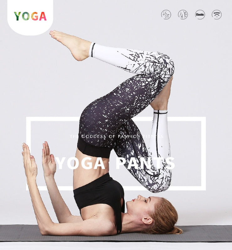 PANXD Printed Yoga Pants Fitness Sports Leggings Women Long Tights Girls High Waist Running Workout Trouser