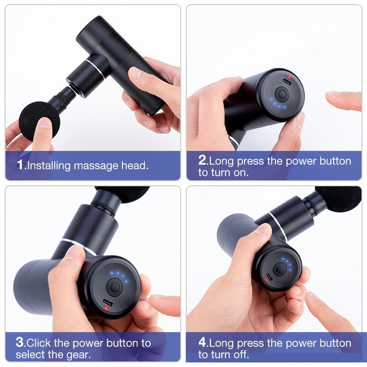 Mini Massage Gun Handle USB Electric Massage Therapy Pocket Massage Gun Muscle Body Pain Relief Fascia Gun with Bag