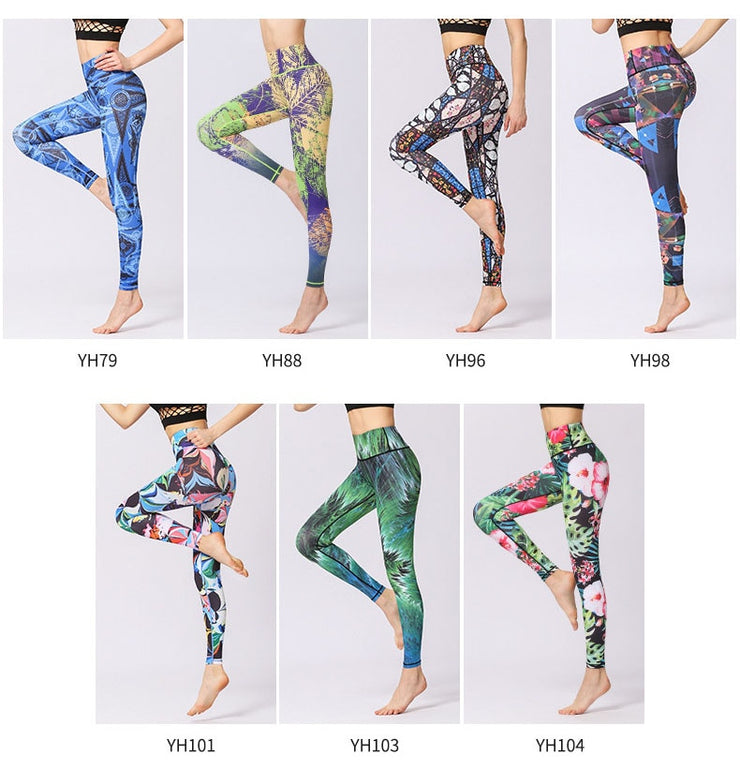 PANXD  Printed Fitness Leggings High Waist Women Yoga Pant Stretch Sport Leggings Female Gym Workout Pants Yoga Running Tight Pant