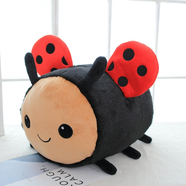 cute Bee ladybug plush toy stuffed doll sleeping cylindrical pillow soft doll sofa decor birthday gift