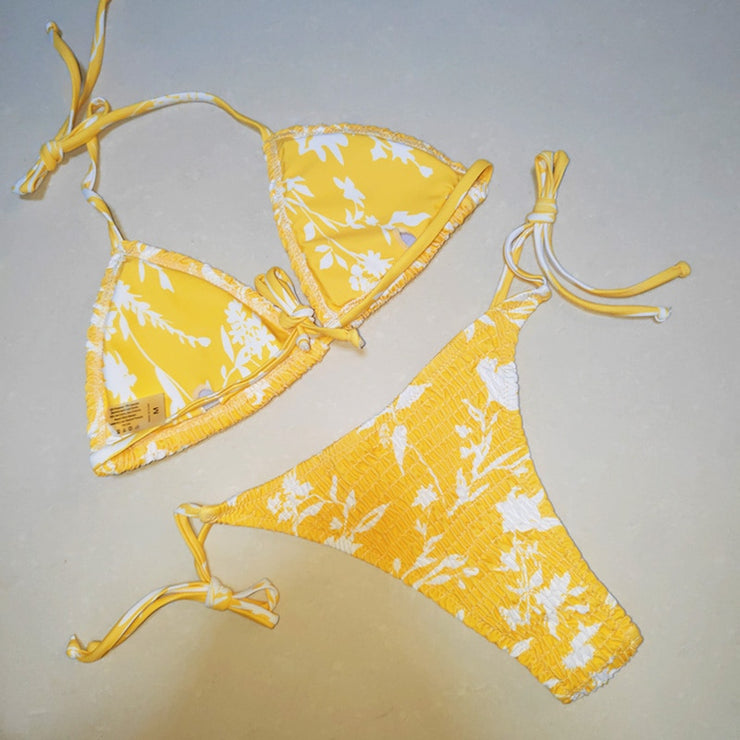 Triangle String Bandage Push Up Bikini Set