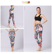 PANXD Printed Fitness Leggings High Waist Women Yoga Pant Slim Sport Leggings Female Workout Pants Yoga Running Tight