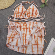 3 Piece Swimsuit Tie Dye Push Up Padded Brazilian Style Bikini Set