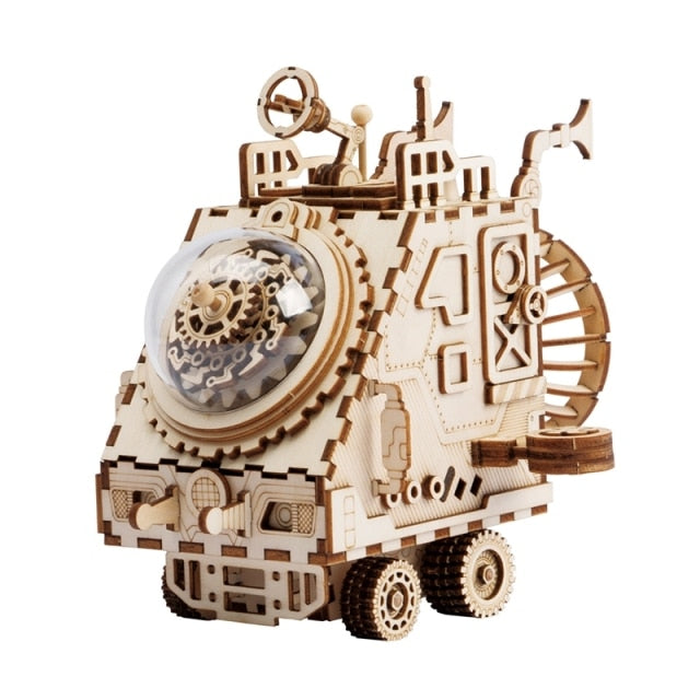 Assembly Toy Gift for Children Adult 5 Kinds Fan Rotatable Wooden DIY Steampunk Model Building Kits