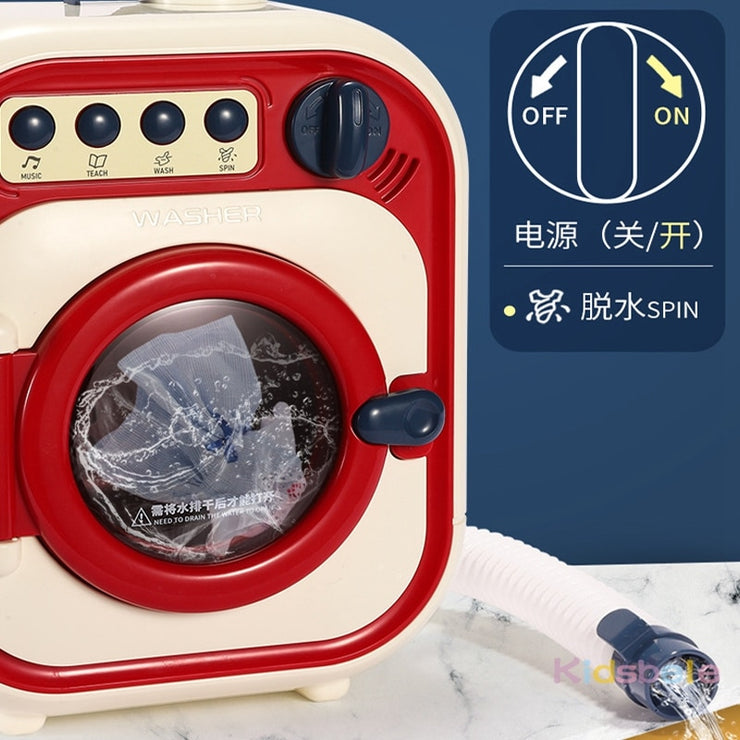 Kids Toy Mini Washing Machine Pretend Play House Mini Simulation Electric Toys Rotate Kinetic Cleaning Preschool Toys For Girls