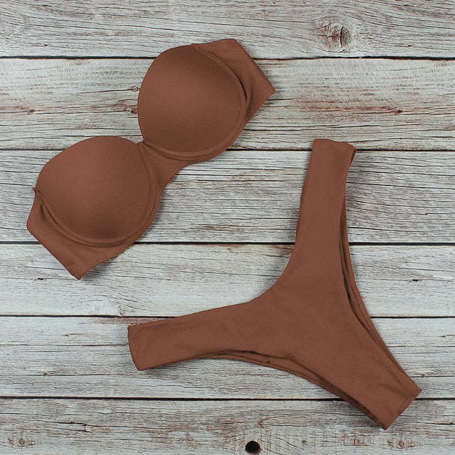Push Up High Waist Brazilian Bikini Set