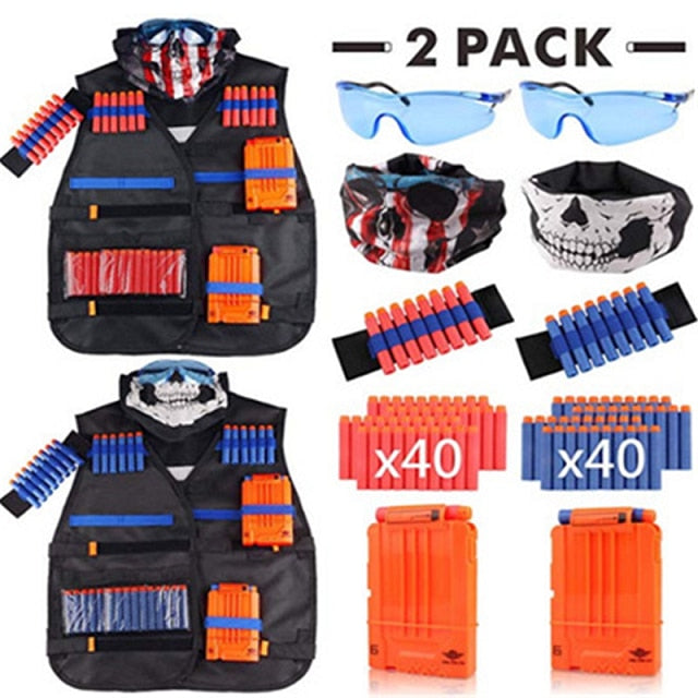Toy Suits for Kids Toy Gun Tactical Equipment Soft Bullet Magazine Toy Accessories Set