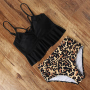 Leopardo Bikini 2021 Bikini de cintura alta Estampado animal Tankini Traje de baño floral Traje de baño brasileño con volantes Traje de baño de talla grande para mujer