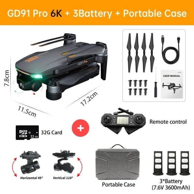 6k GPS 5G WiFi 3 axis Gimbal Camera Drone Brushless Motor Supports 32G TF Card Flight 28 min