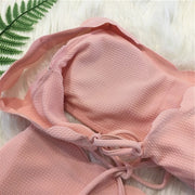 Conjunto de bikini de cintura alta festoneado Tankini liso de dos piezas