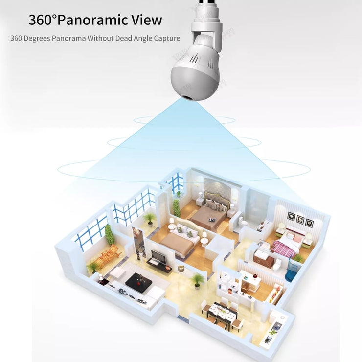 360 Wifi Panorama Camera Bulb 2MP Panoramic Night Vision Two way audio Home security Video Surveillance Fisheye Lamp Wifi Camera