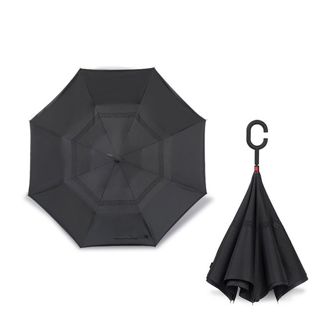 PANXD guarda-chuva invertido à prova de vento invertido com proteção UV de cabeça para baixo com alça em forma de C