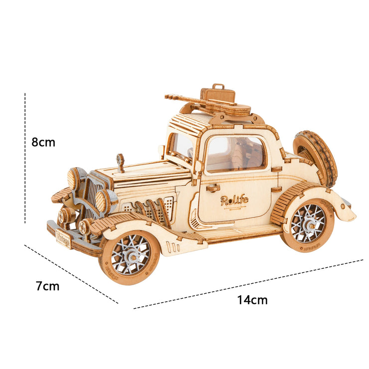 3 Kinds DIY 3D Transportation Wooden Model Building Kits Vintage Car Tramcar Carriage Toy Gift for Children Adult
