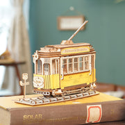 3 Kinds DIY 3D Transportation Wooden Model Building Kits Vintage Car Tramcar Carriage Toy Gift for Children Adult