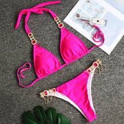 Halter Crystal Diamond Swimwear Rhinestone Bikini set