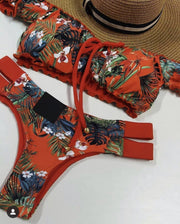 Nuevo conjunto De Bikini Push Up 2020, traje De baño Biquini con volantes para mujer, bañador De cintura baja, Sexy, brasileño, acanalado, bañador De playa, Maillot De Bain