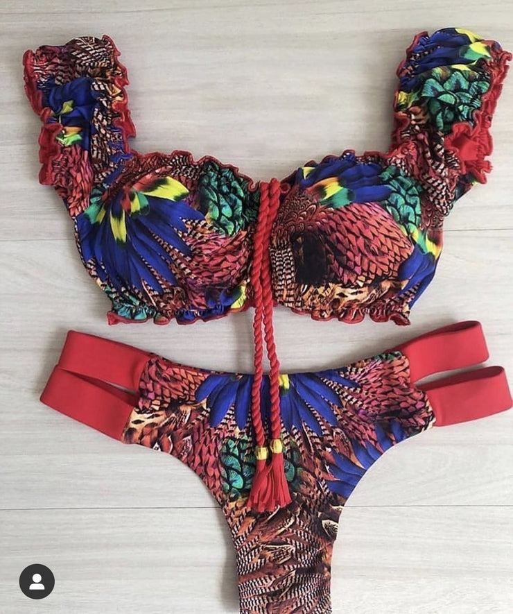 Nuevo conjunto De Bikini Push Up 2020, traje De baño Biquini con volantes para mujer, bañador De cintura baja, Sexy, brasileño, acanalado, bañador De playa, Maillot De Bain