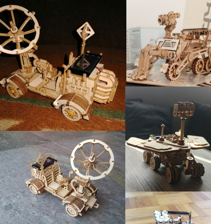 Assembly Gift for Children Teens Adult4 Kind Moveable 3D Wooden Space Hunting Solar Energy Toy