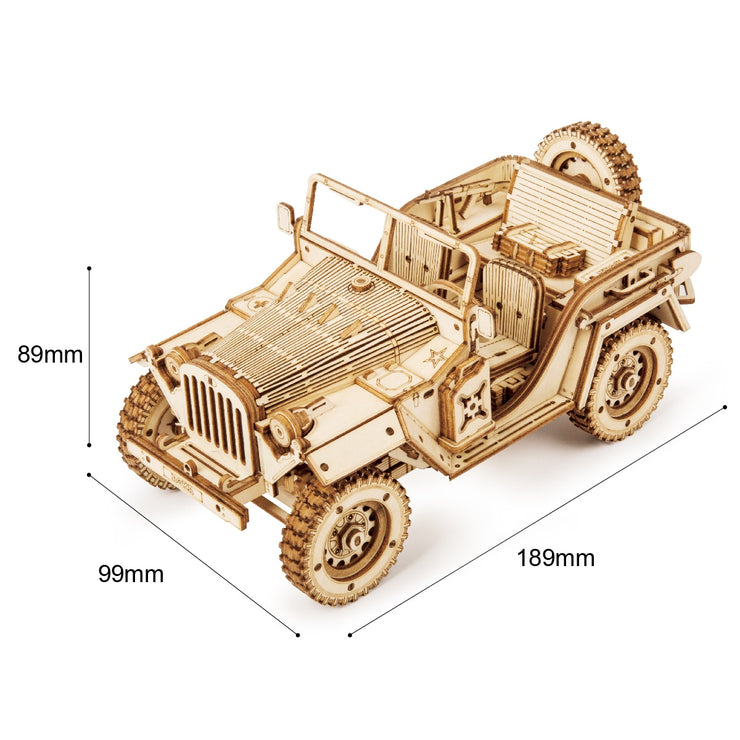 Assembly Toy Gift for Children Teens Adult  1:18 369pcs Retro DIY Movable 3D Army Jeep Wooden Puzzle Game