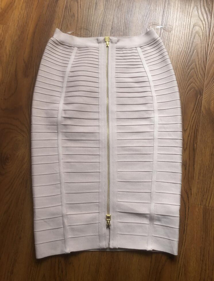 PANXD Sexy Solid Zipper Bandage Bodycon Elastic Women Pencil Skirt