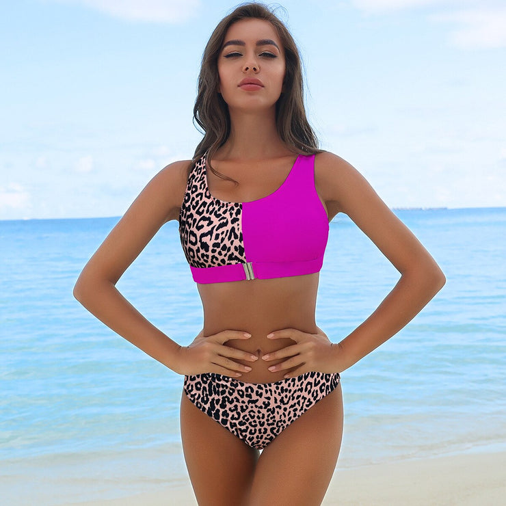 PANXD Leopard Low Waisted  Bikini Set