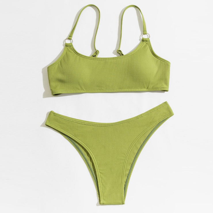 PANXD Low Waist Green Bikini Set