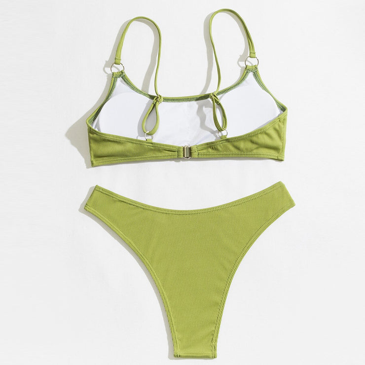 PANXD Low Waist Green Bikini Set