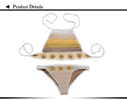 PANXD Crochet Low-waisted Bandeau Bikini Set
