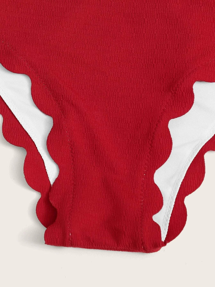 Красный комплект бикини с ремешками PANXD