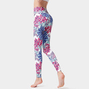 PANXD الملونة المطبوعة طماق اليوغا النساء الرياضة اللياقة البدنية السراويل عالية الخصر زهرة طماق جميلة اللون المطبوعة رياضة الجري السراويل