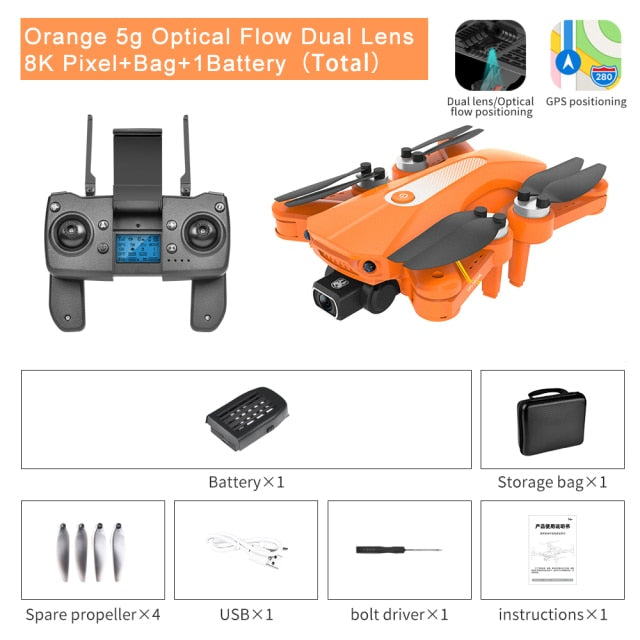 RC GPS Brushless Drone 4K Professional Aerial Photographic Foldable Quadcopter With Camera Anti Shake HD Dual 8K