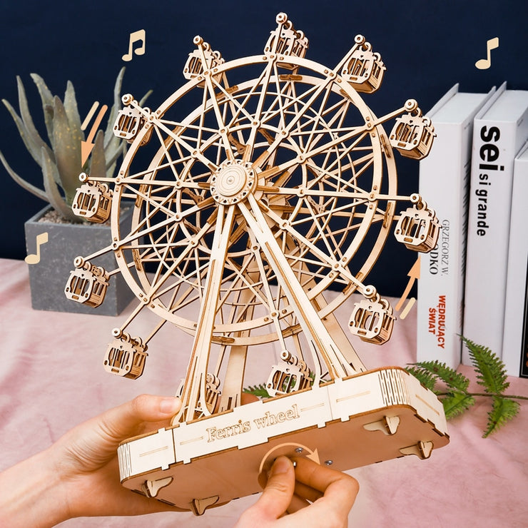 Assembly Toy Gift 232pcs Rotatable DIY 3D Ferris Wheel Wooden Model Building Block Kits  for Children Adult